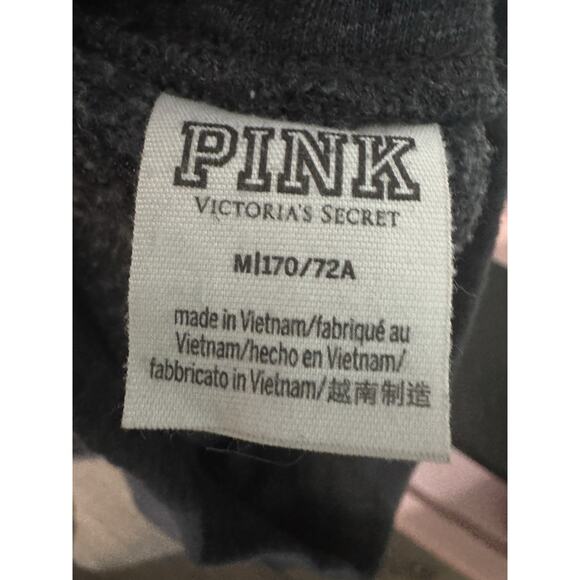 Victoria’s Secret Pink Gray Sweatpants Elastic Waist Glitter Graffiti Logo, M - Picture 5 of 5
